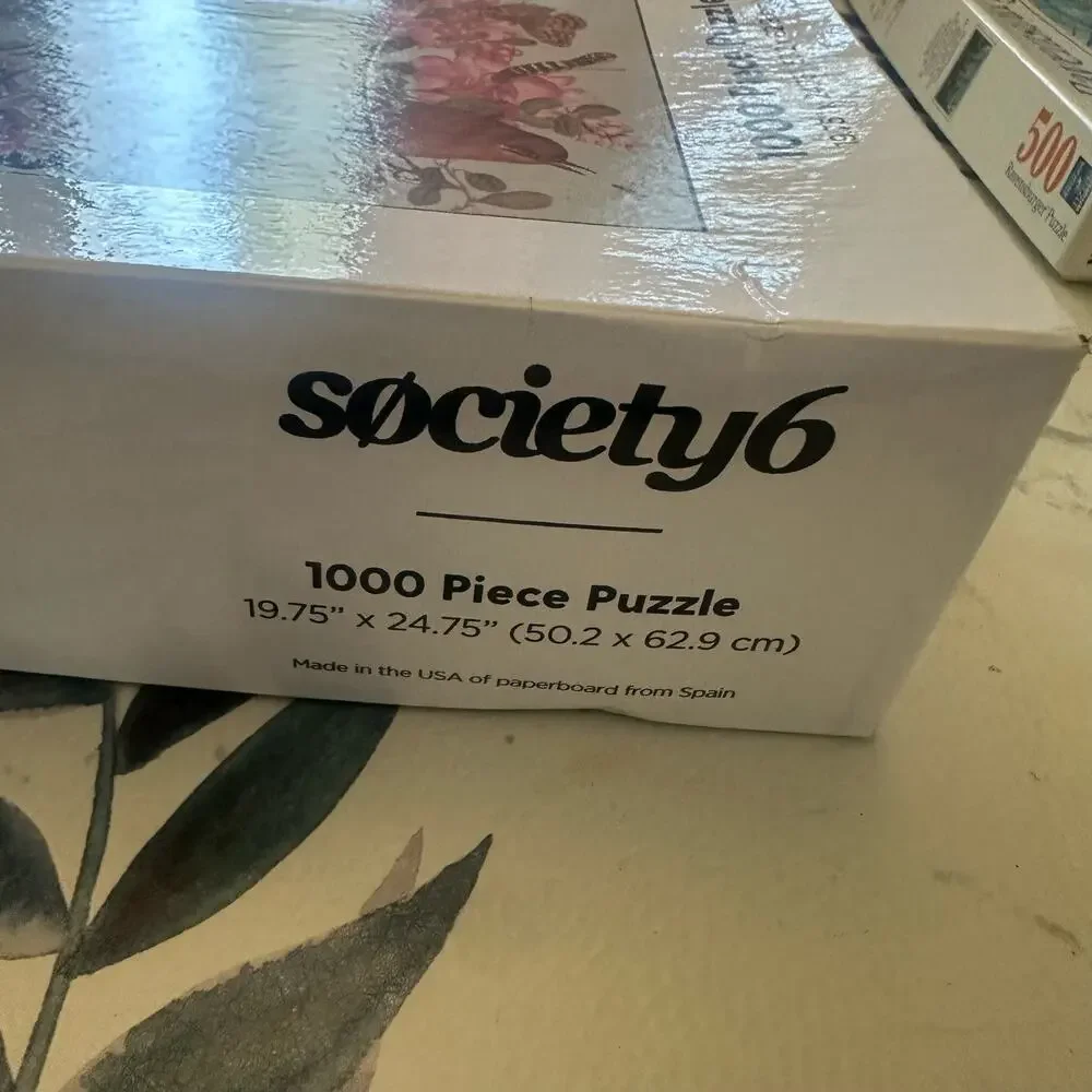 Society6 Bunny Pink Flowers Puzzle 1000 Pieces COMPLETE Society 6